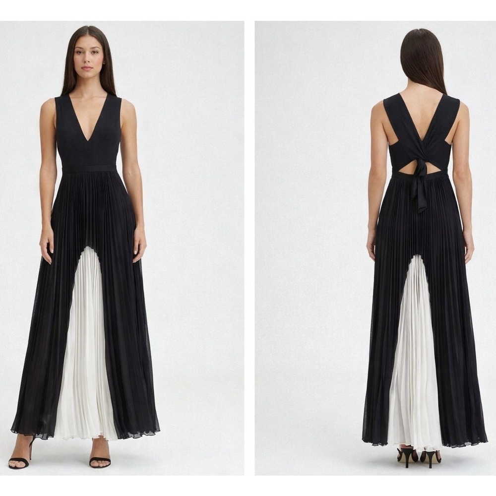 Alexis Women Federico Long Pleated Organza Silk Maxi Dress Gown Formal Open Back